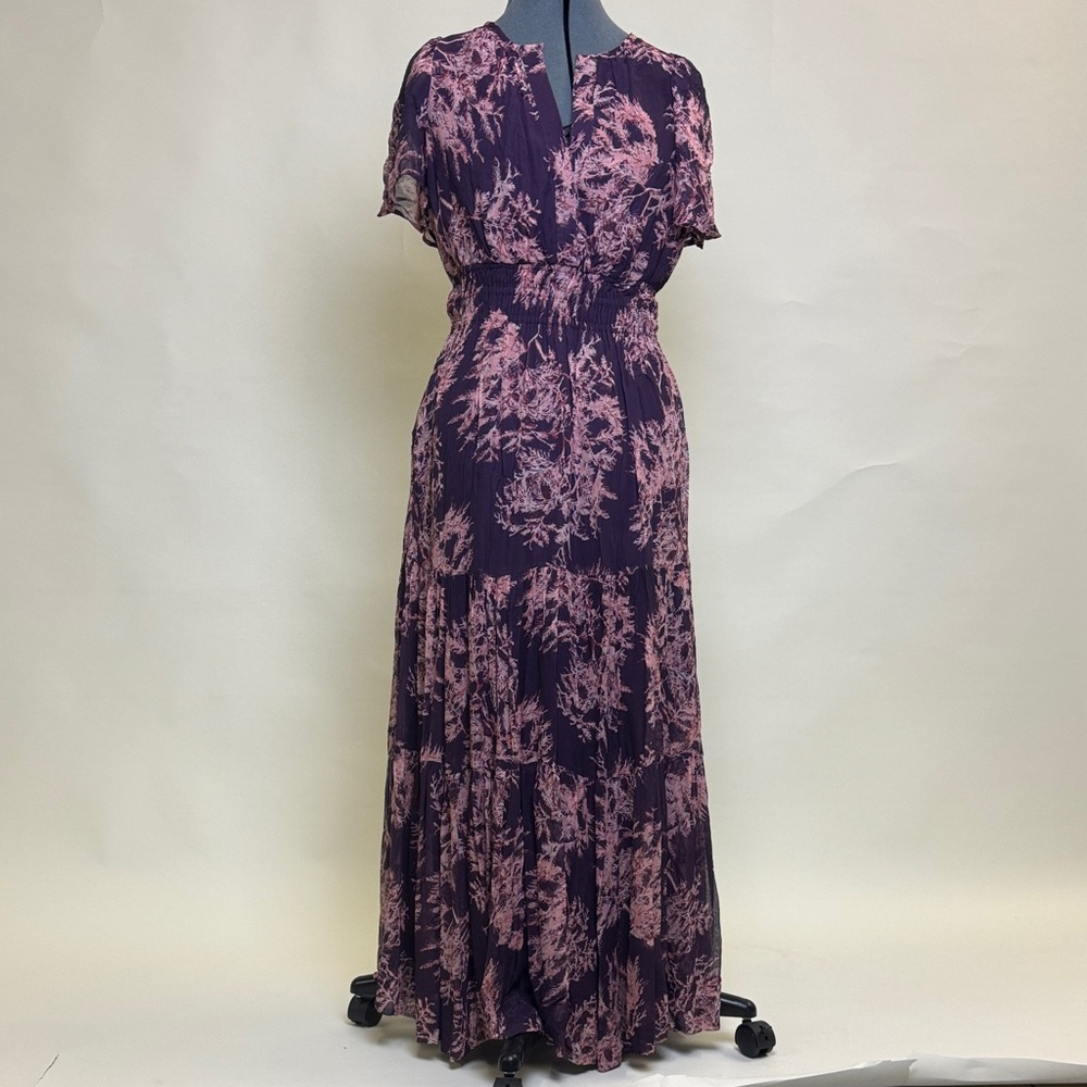 Anthropologie Elegant Purple and Pink Maxi Dress
